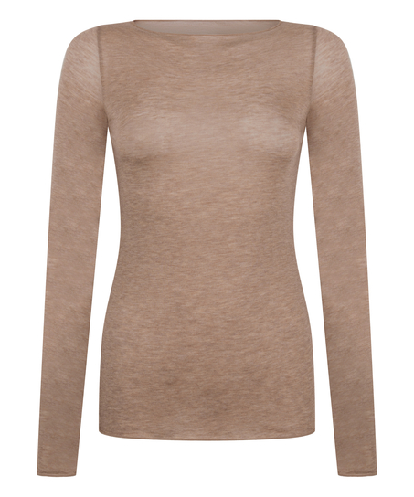 super soft Boatneck shirt with Cashmere, Brown