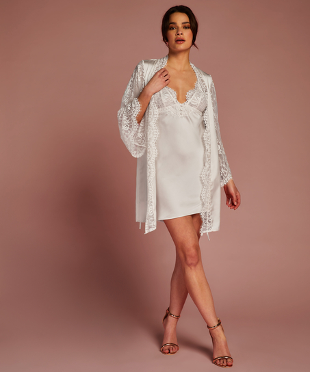 All-Over Lace Kimono, White