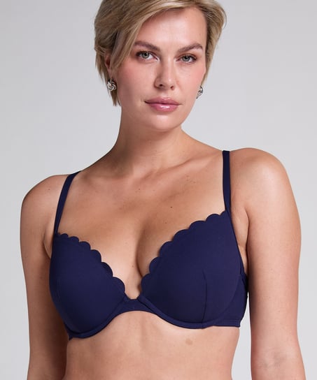 Scallop padded underwired bikini-top, Blue