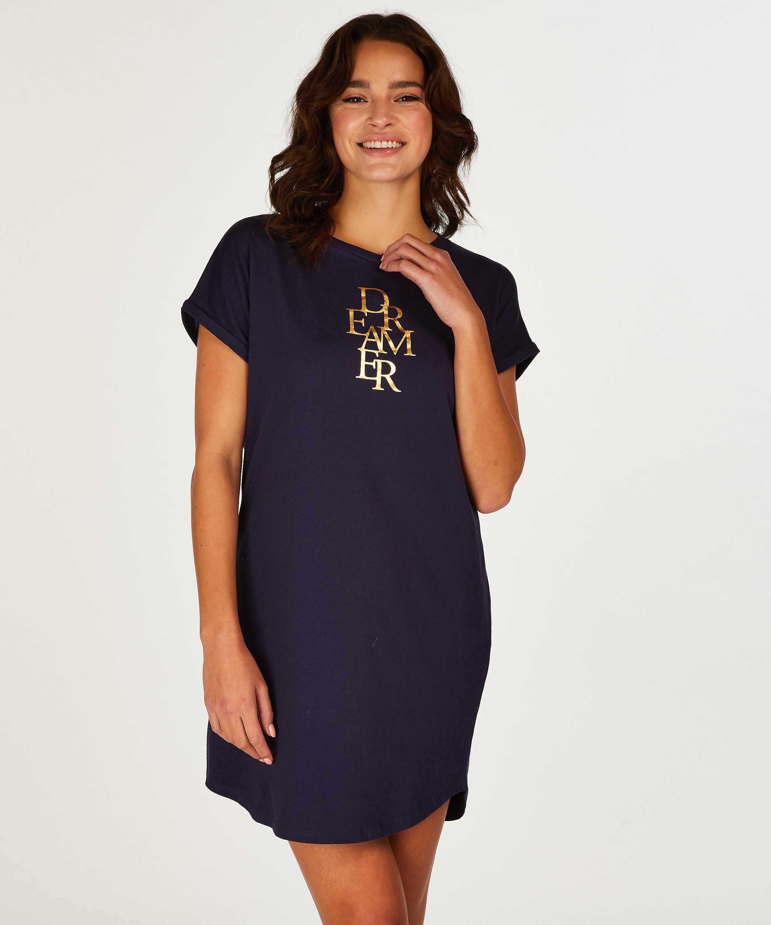 Round Neck Nightshirt, Blue, main