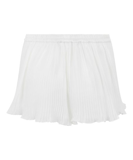 Plisse Lace Shorts, White