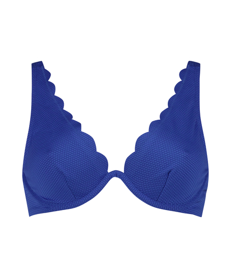 Scallop non-padded underwired bikini top, Blue