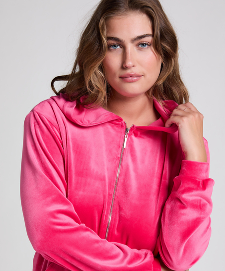 Velour hoodie jacket, Pink