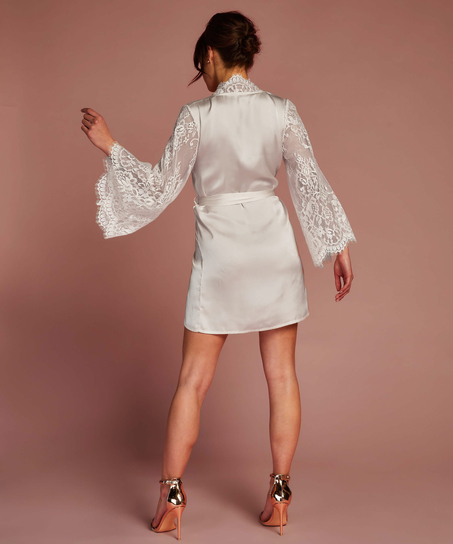 All-Over Lace Kimono, White