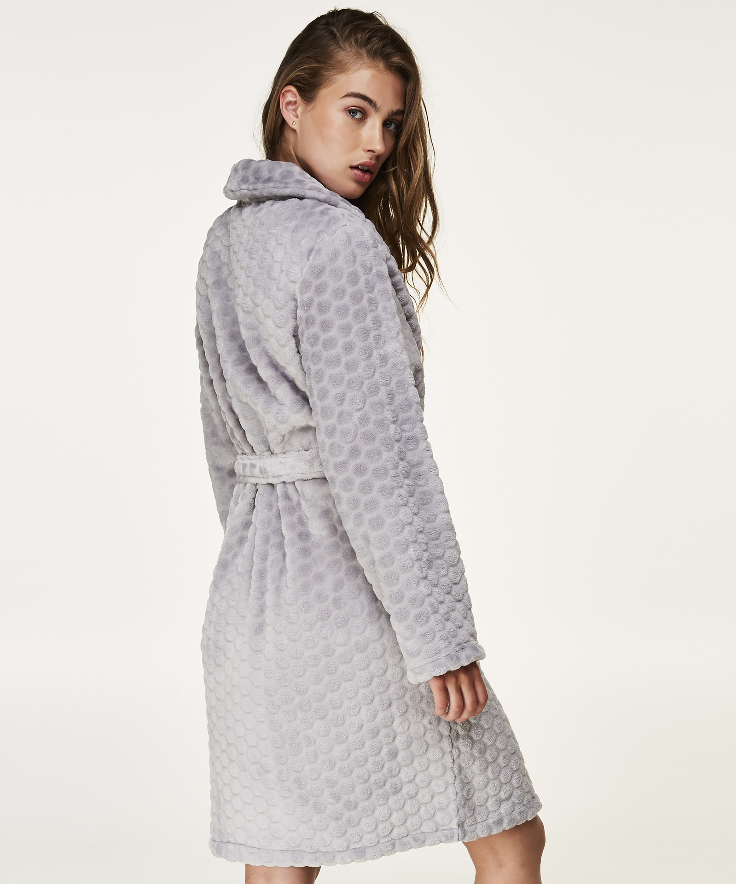 Fleece Bathrobe, Grey, main