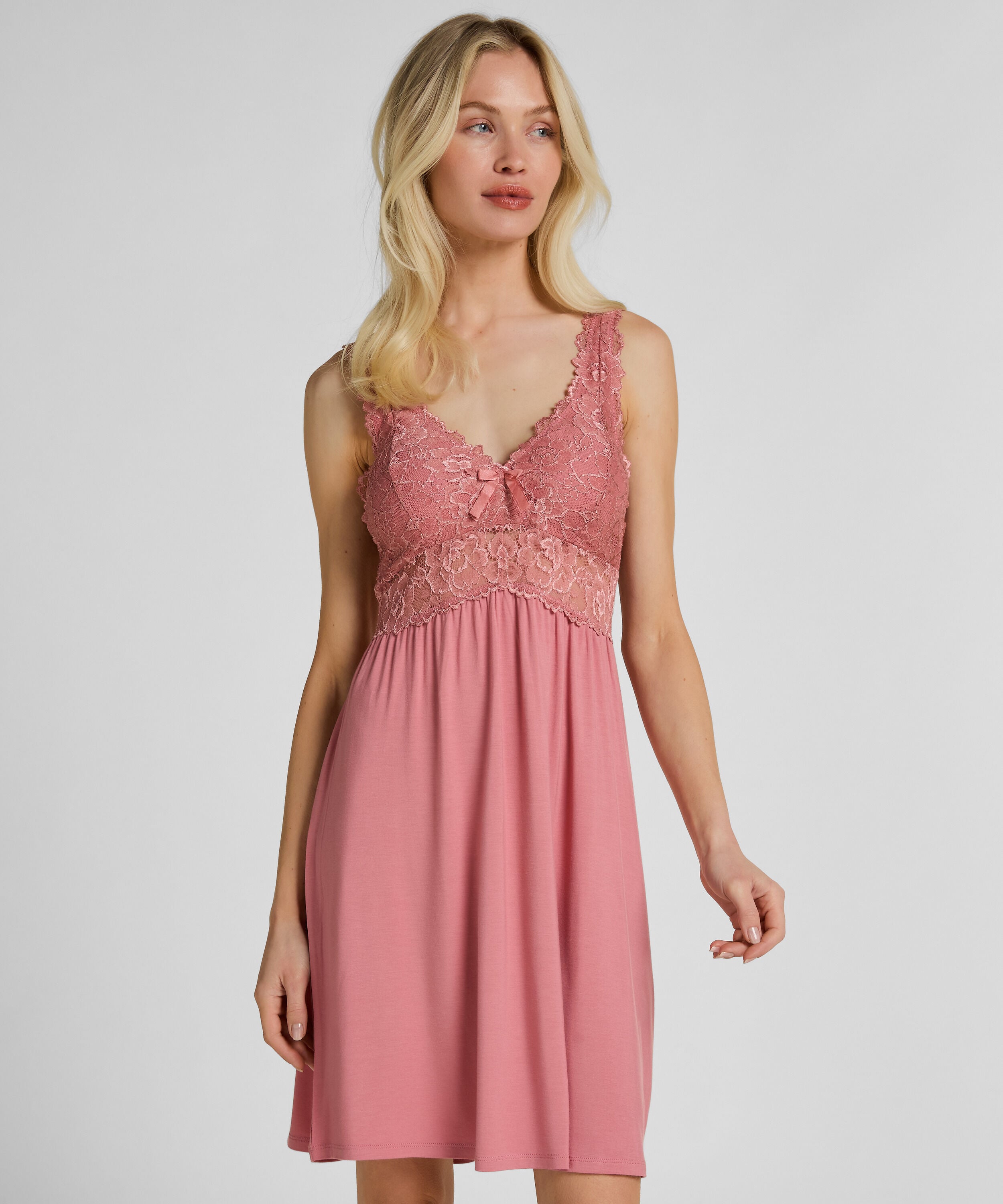 Nora Lace Slip Dress, Pink
