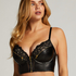 Talia Padded Longline Underwired Bra Cup E +, Black