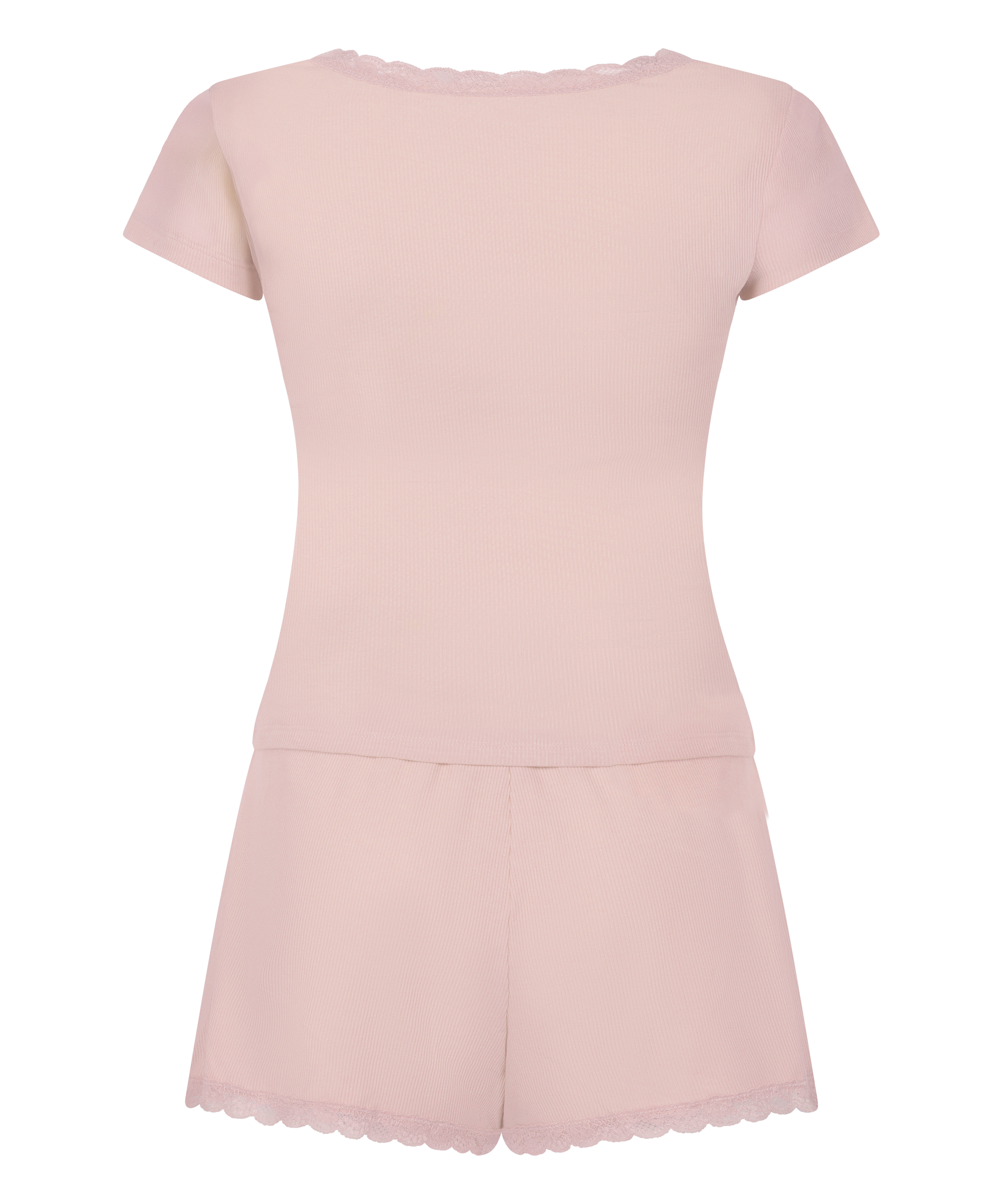 Pyjama Set Rib Lace, Pink, main