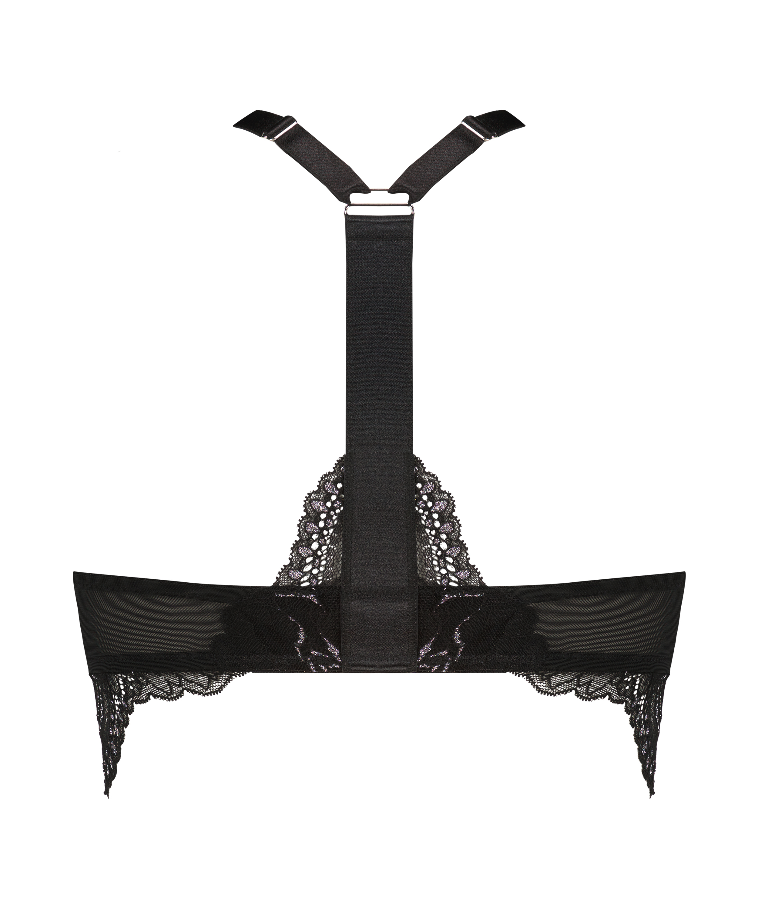 Donna Padded Underwired Longline Push-Up Bra Sparkle, Black, main