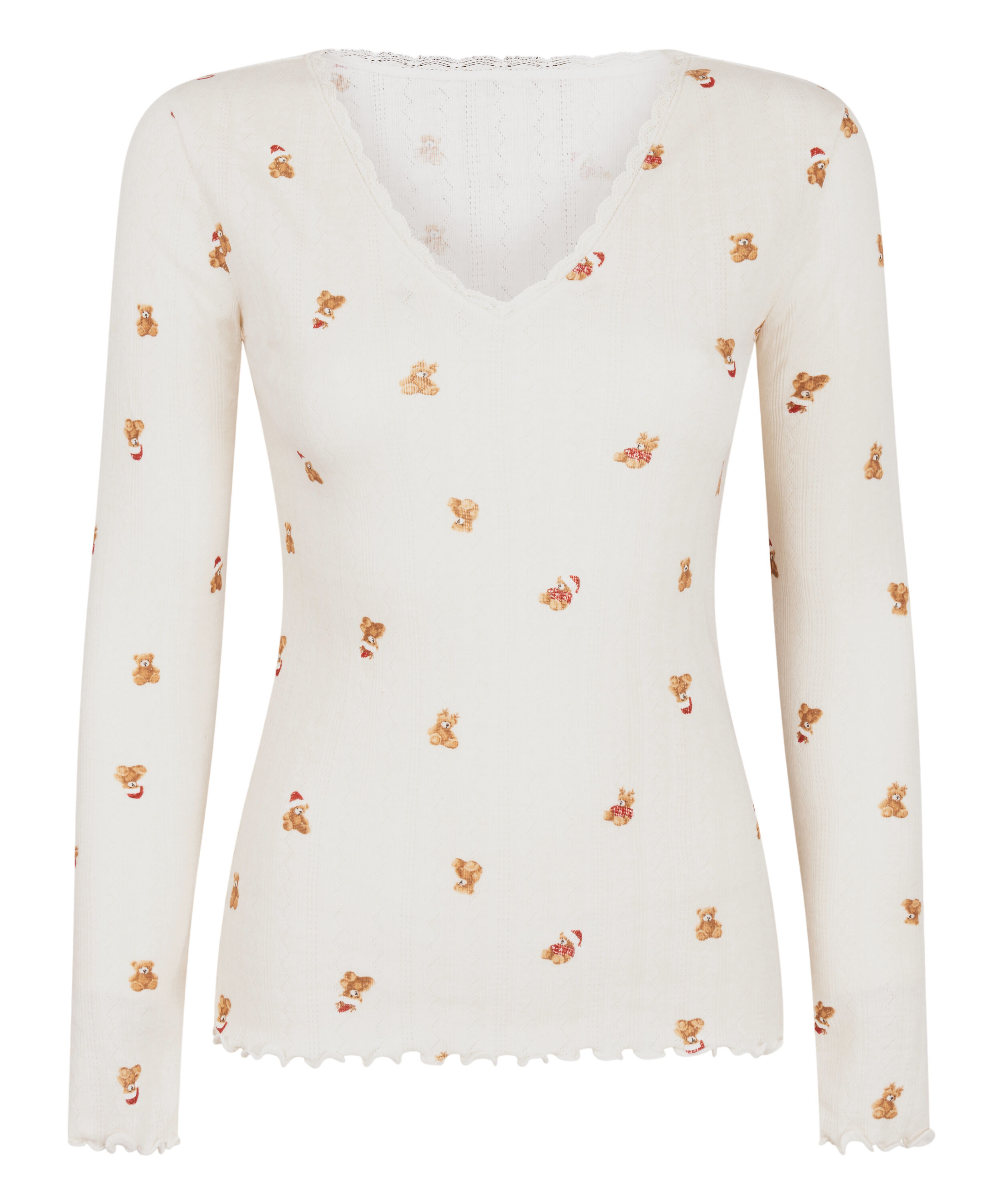 Pointelle Pyjama Top, White