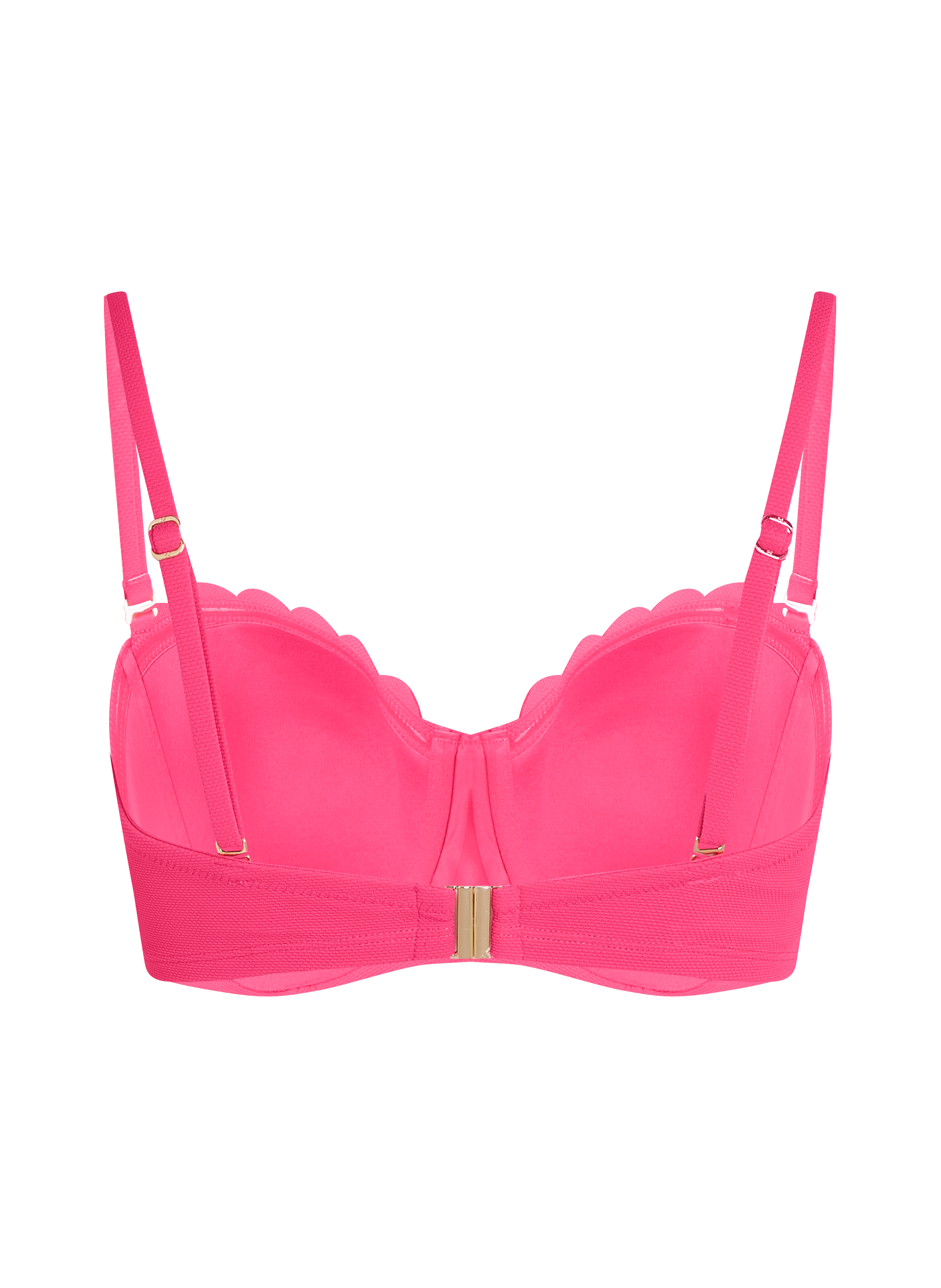 Scallop Padded Strapless Underwired Bikini Top Cup E +, Pink, main