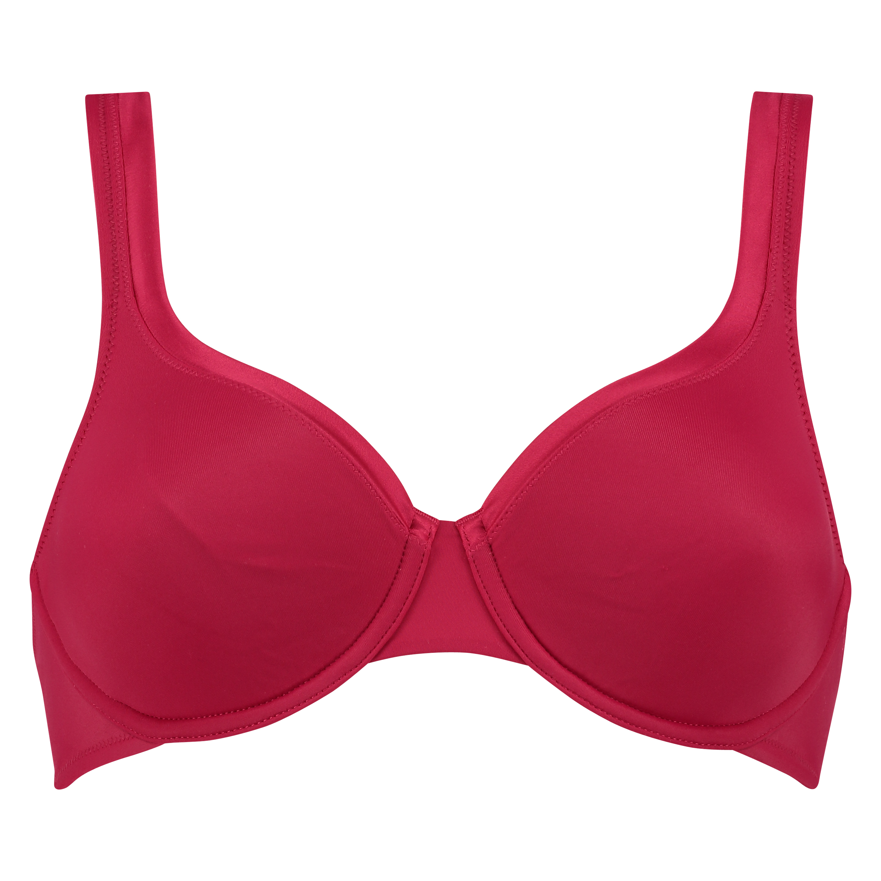 Satin Fleece Non-Padded Underwired Bra, Red, main
