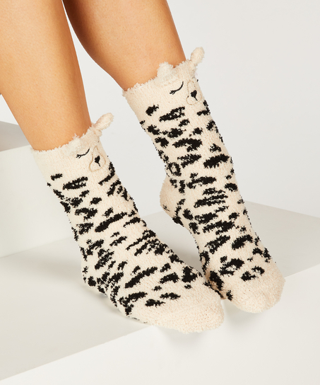 Snow Leopard Cosy Sock, Beige