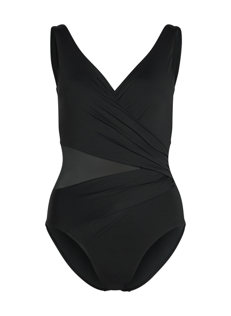 Shaping Shell Mesh Swimsuit, Black