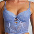 Kimberley Padded Longline Underwired Bra, Blue