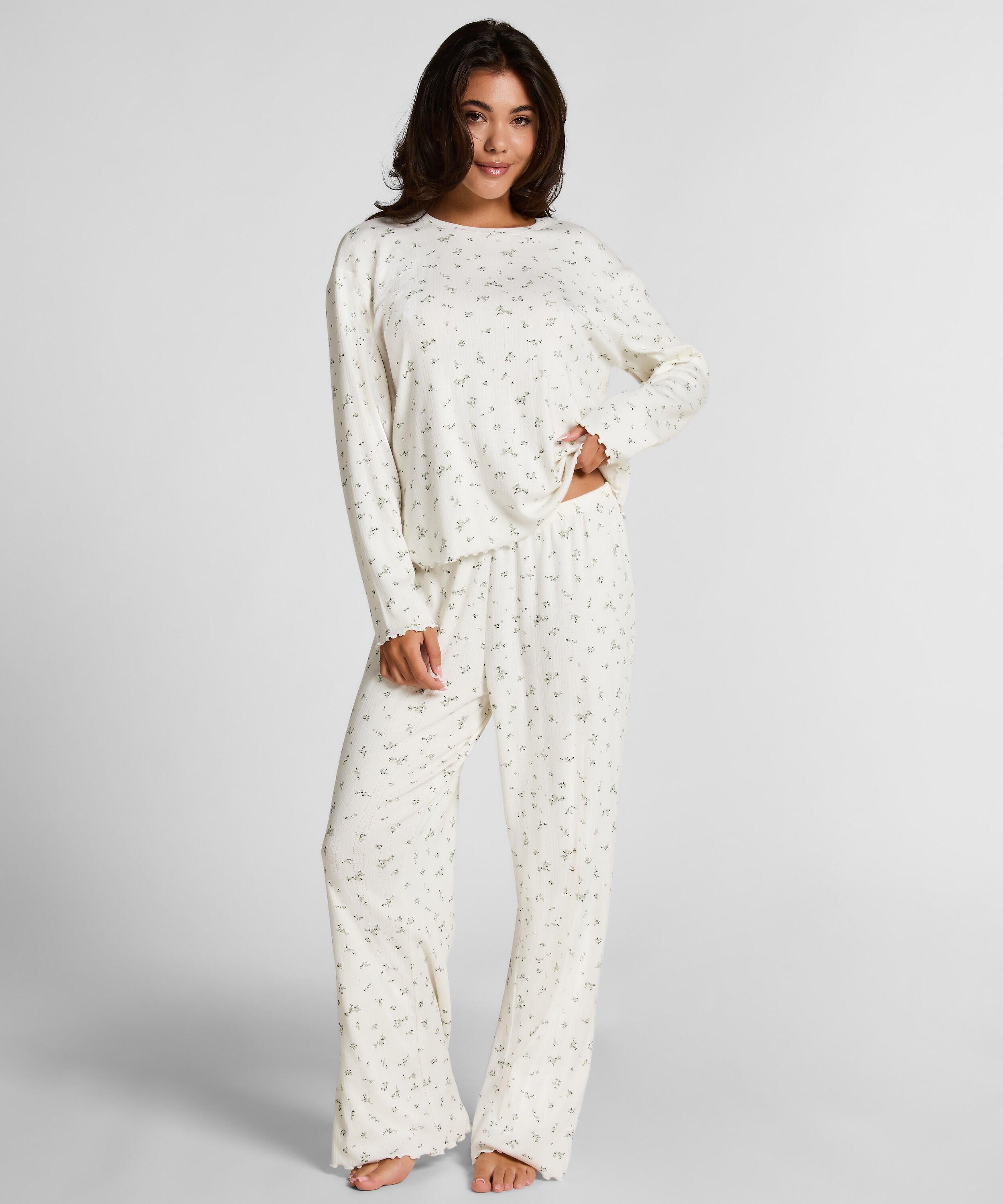 Pyjama Pant Loose Pointelle, White
