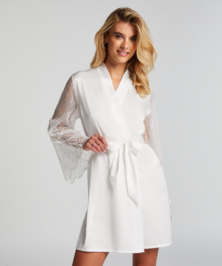Bride Satin Kimono, White