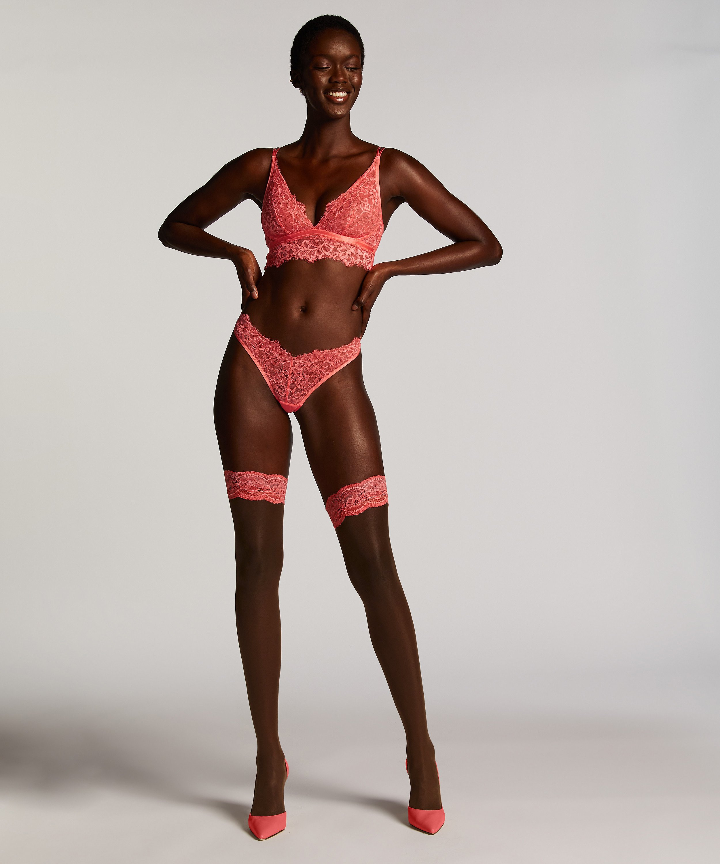 Stay Ups 15 Denier Lace, Pink, main