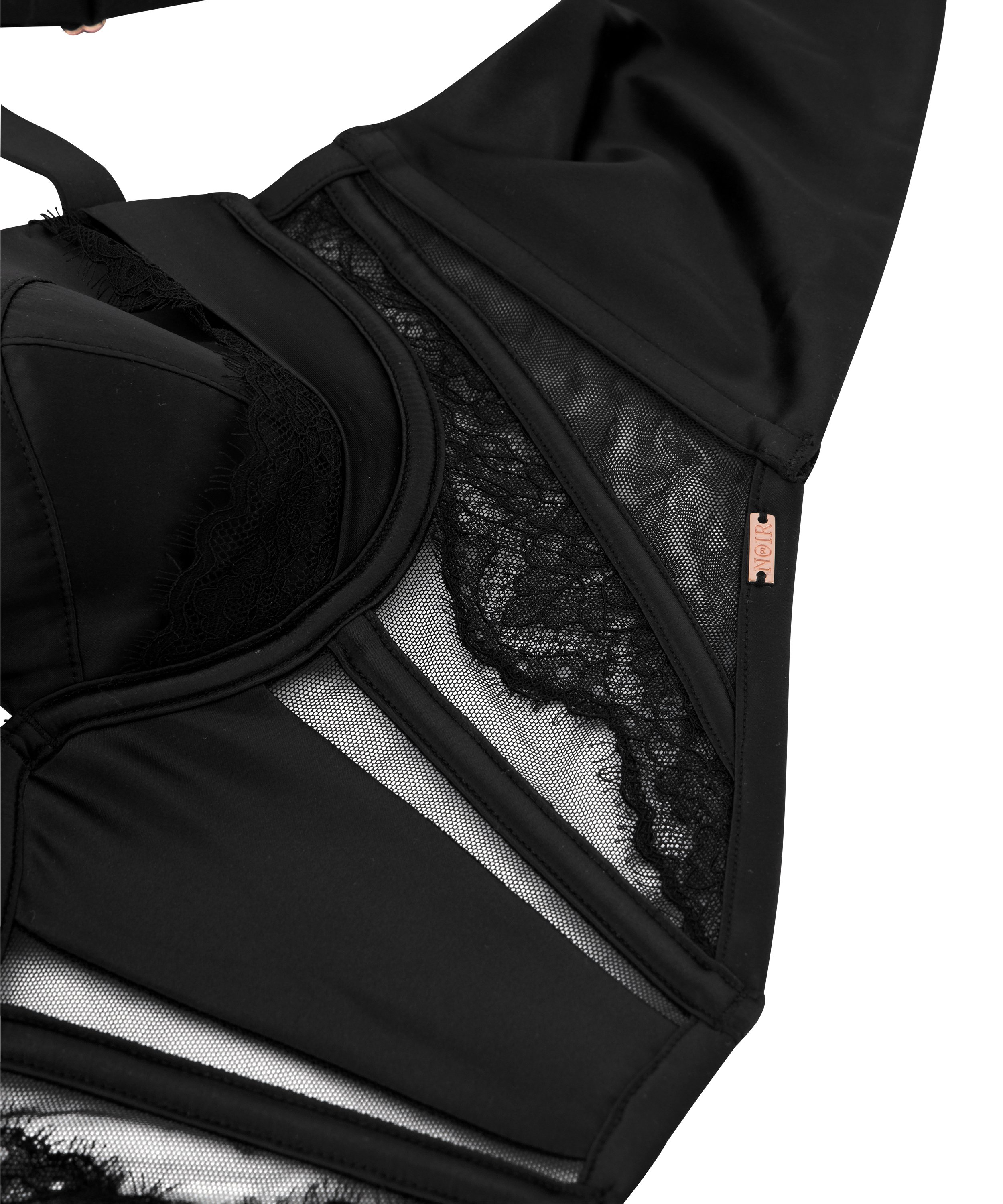 Nicole Padded Underwired Longline Bra, Black, main