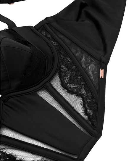 Nicole Padded Underwired Longline Bra, Black