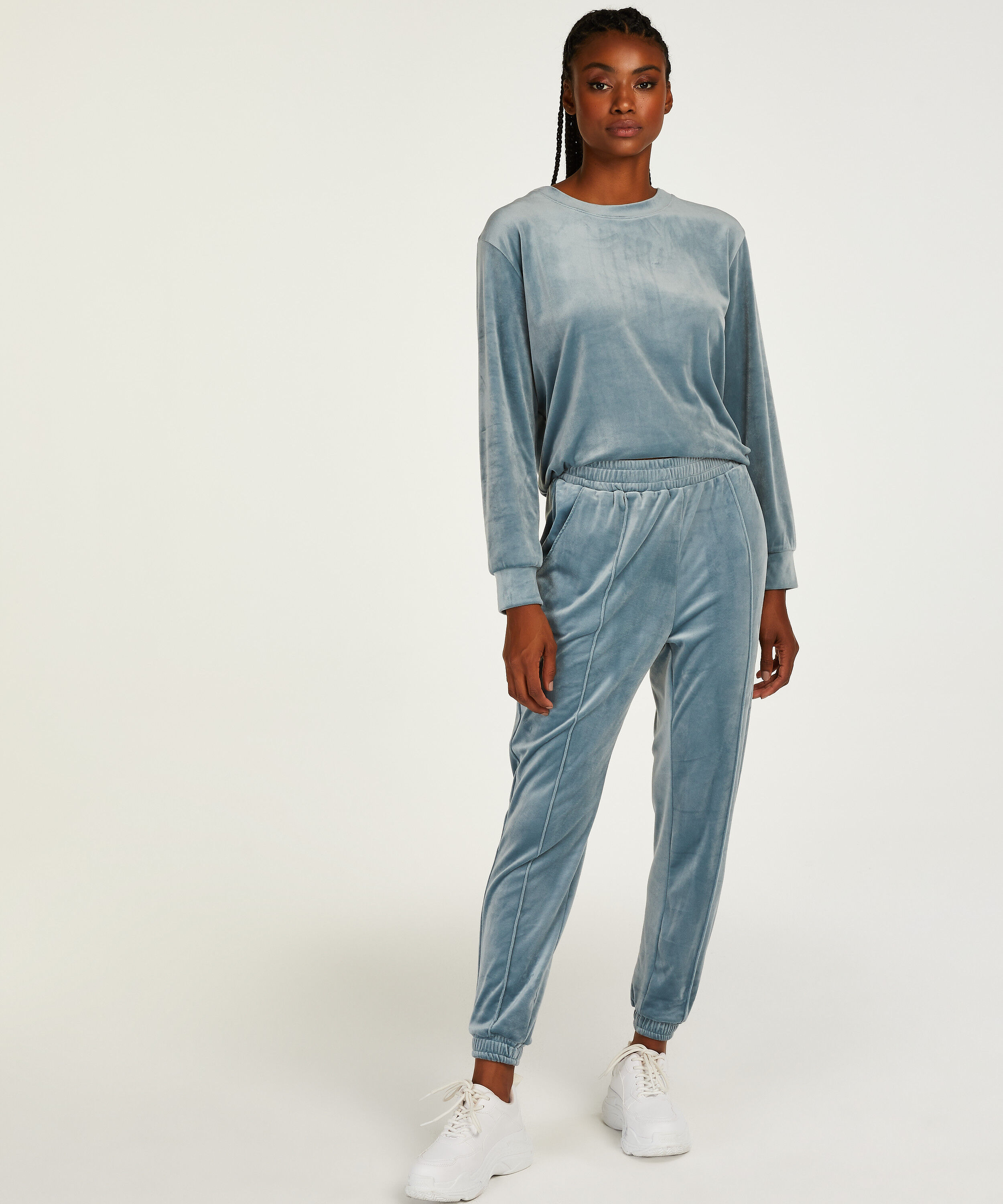 Tall Velour Jogging Pants Pin-tucked 