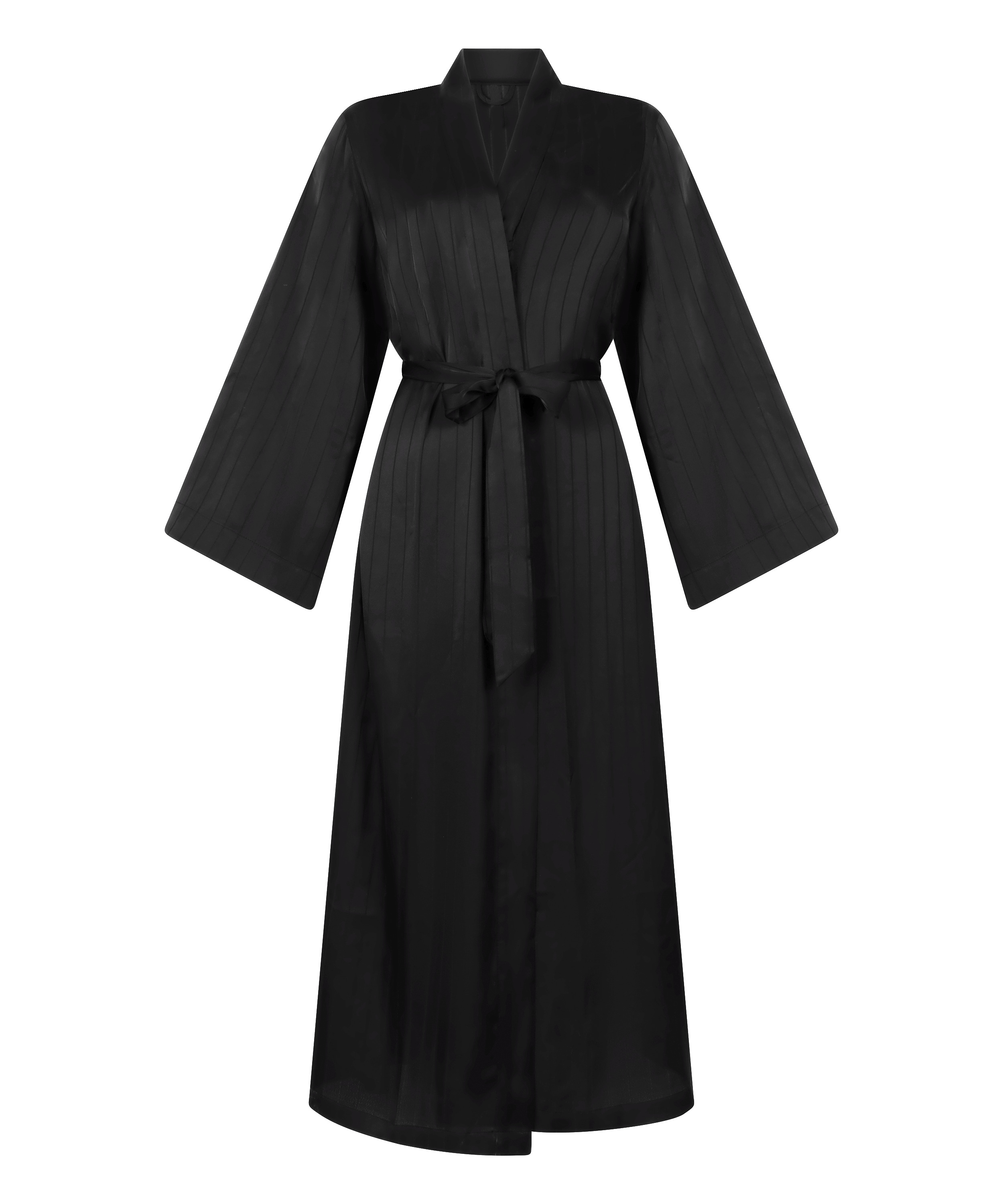 Satin Pinstripe Kimono, Black, main