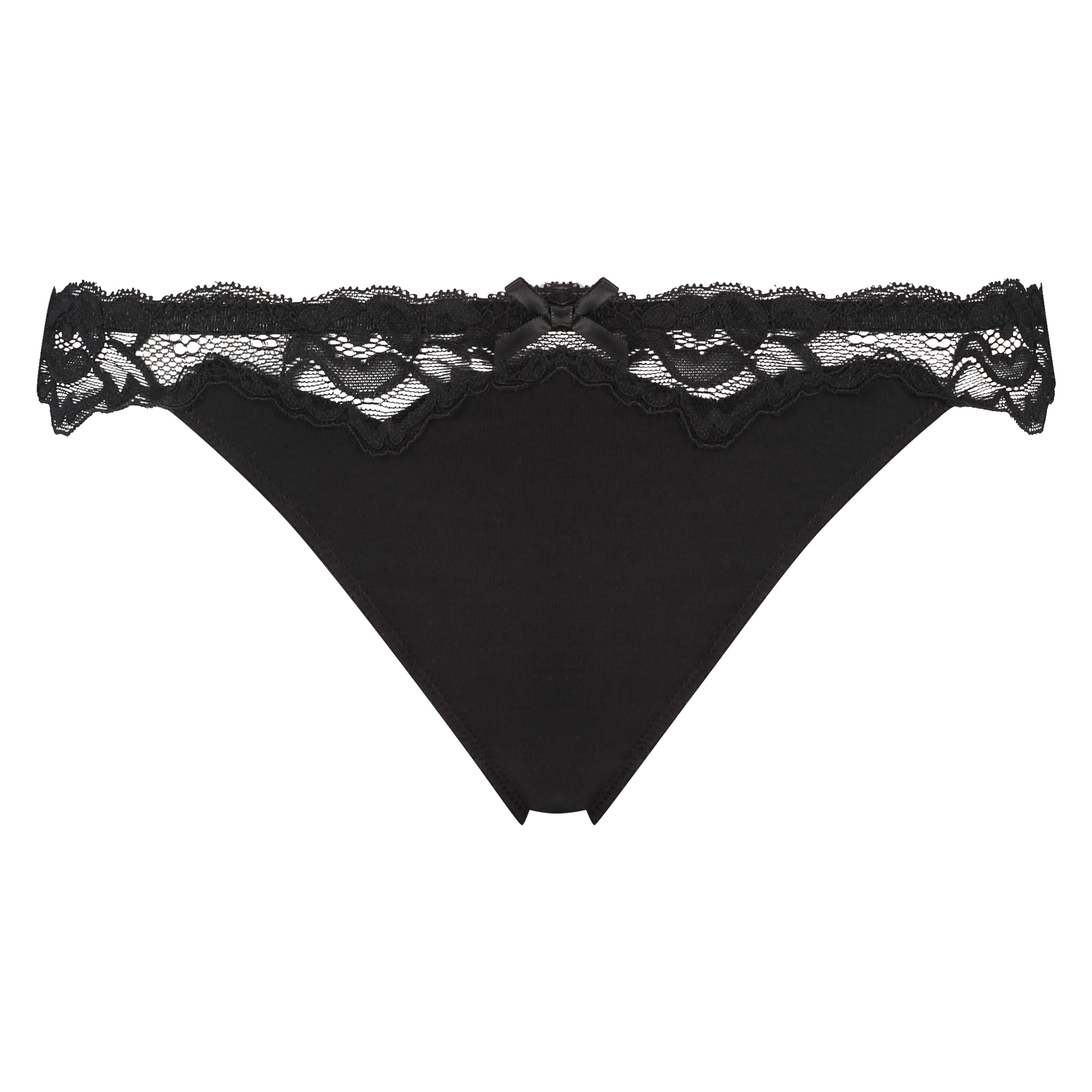 Secret Lace cotton thong, Black, main