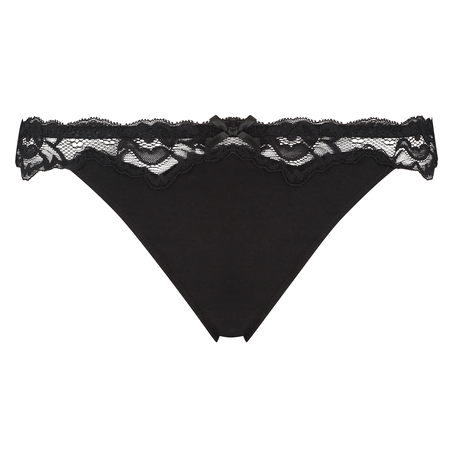 Secret Lace cotton thong, Black
