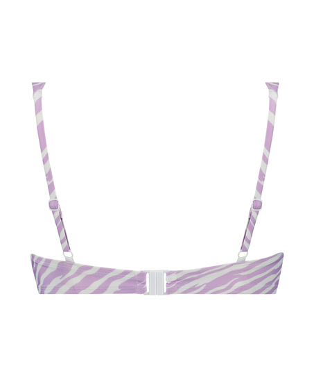 Zebra padded underwired bikini top, Purple