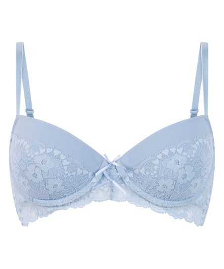 Cherry Padded Underwired Bra, Blue