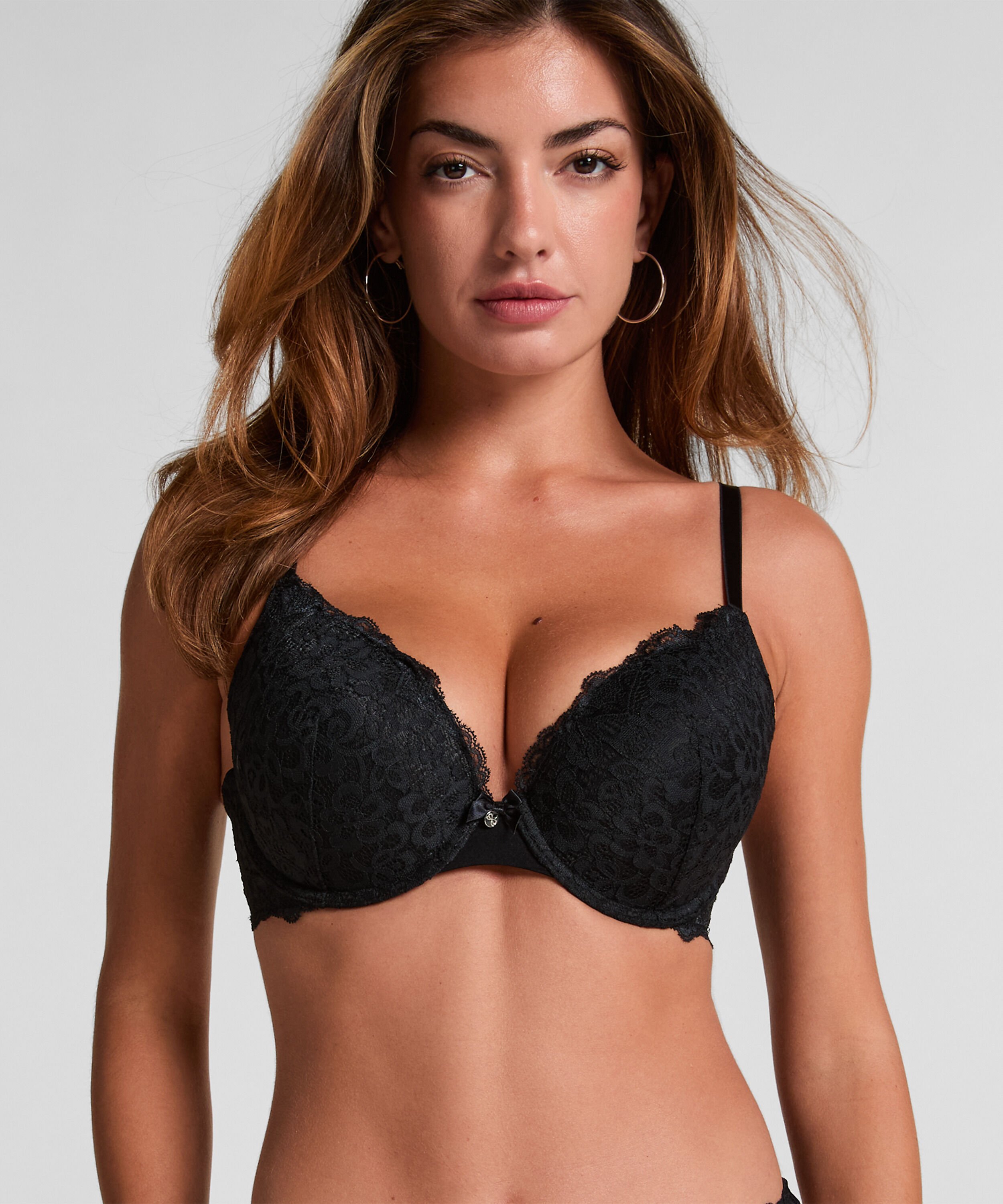 Marine Padded Underwired Push-Up Bra, Black