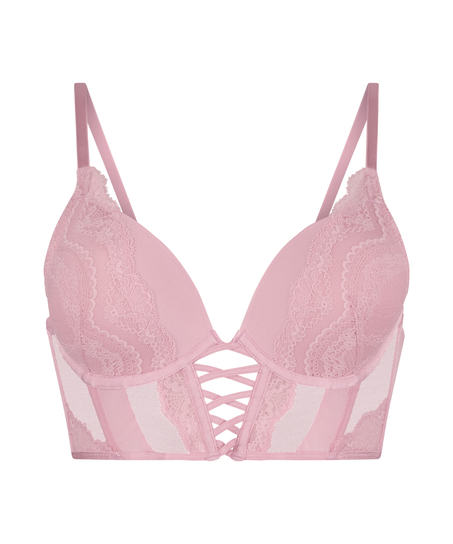 Selina Padded Push-Up Longline Underwired Bra, Pink