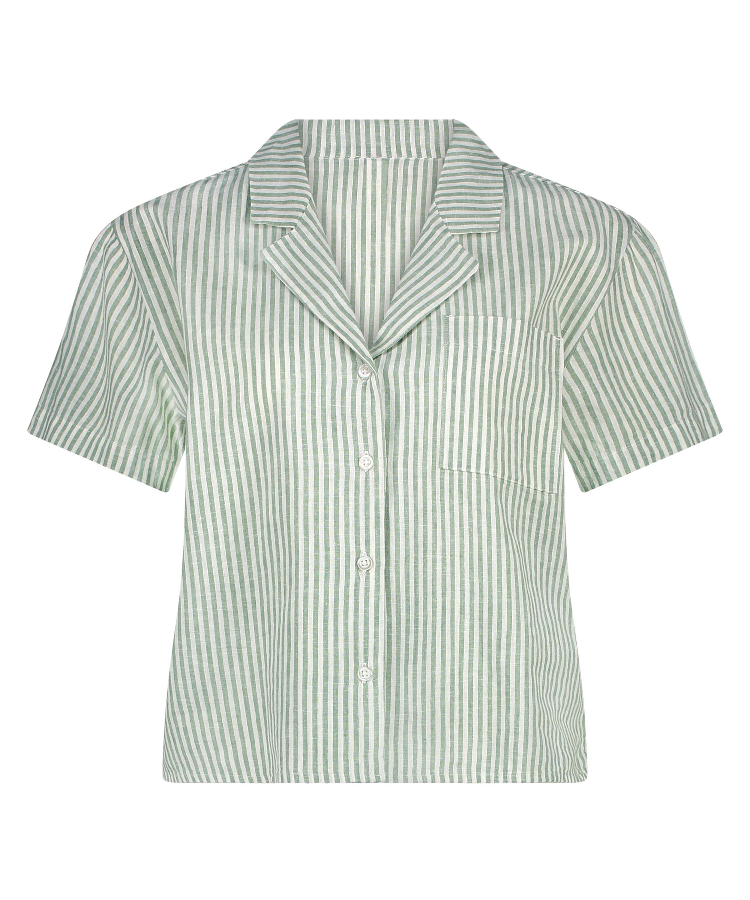 Linen Pyjama Top, Green