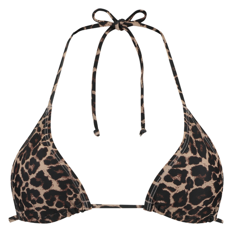 Leopard mini triangle bikini top, Brown