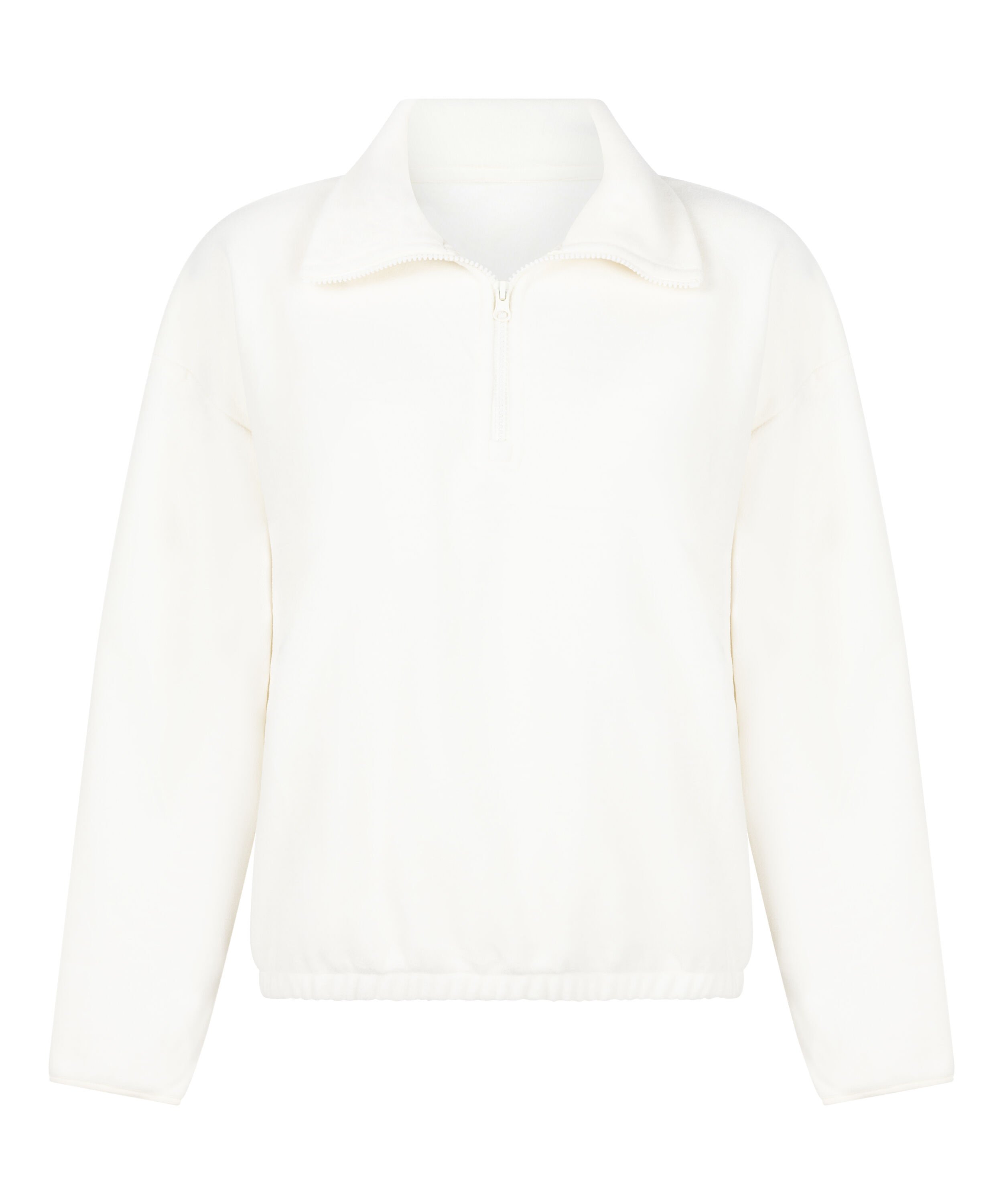 Top Half Zip Sporty Fleece, White