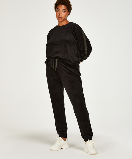 Velvet Lurex jogging bottoms, Black