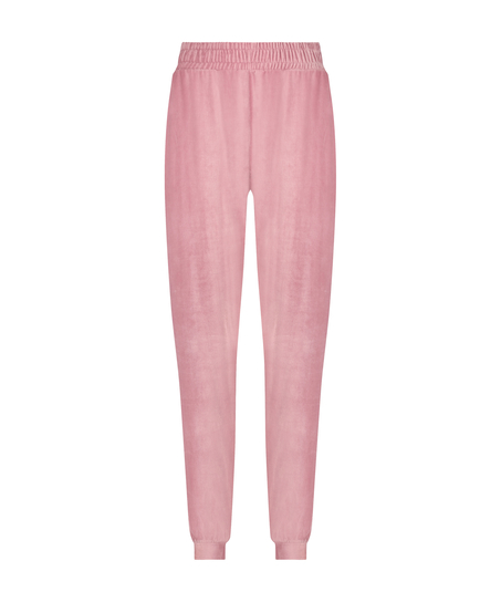 Velour Rib Jogging Pants, Pink