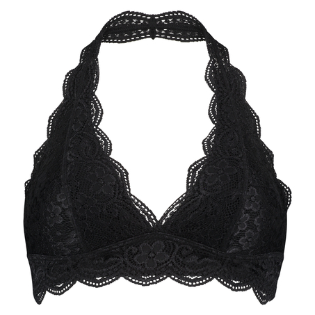 Halter Lace Bralette, Black