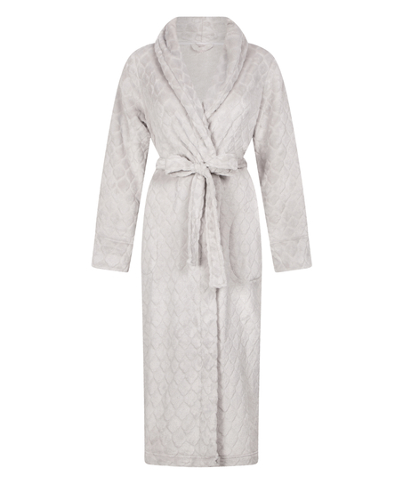Long Fleece Bathrobe, Grey