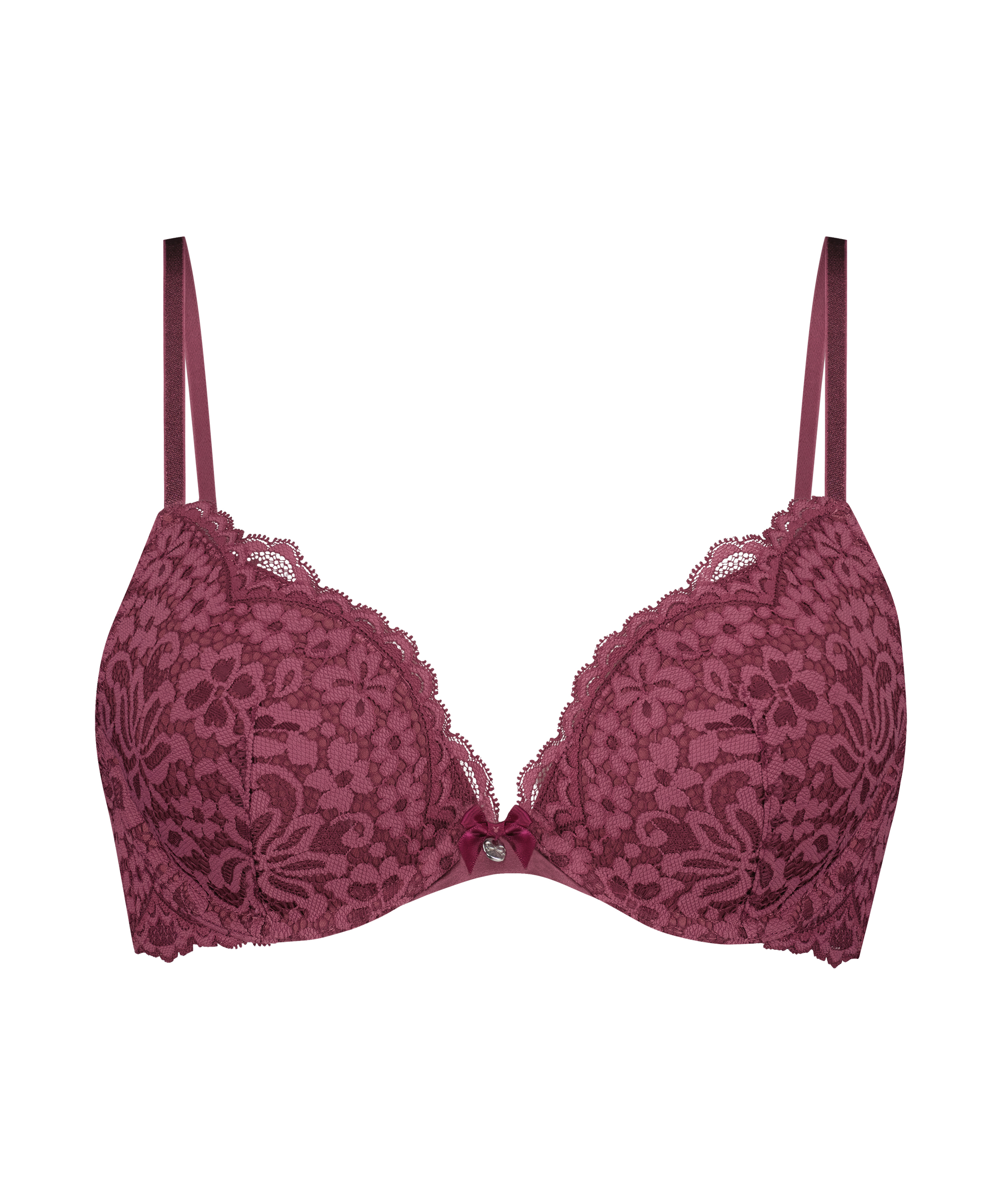 Rose padded push-up bra, Red, main
