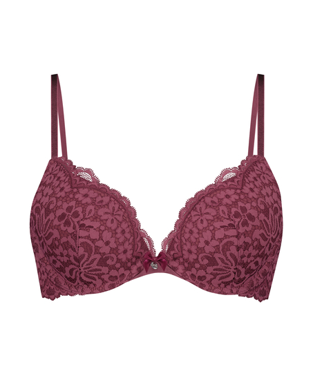 Rose padded push-up bra, Red