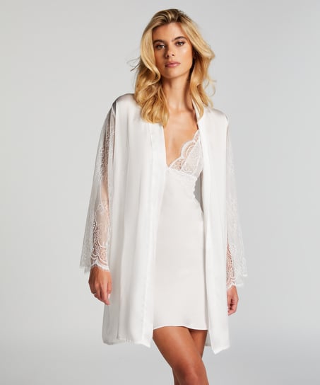 Satin Kimono, White