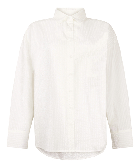 Seersucker Cotton Pyjama Top, White