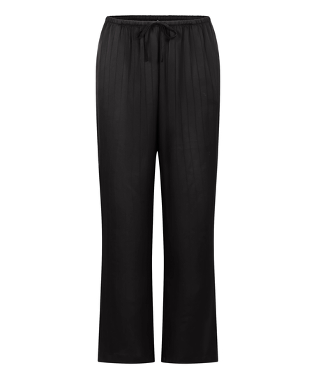 Satin Pinstripe Trousers, Black