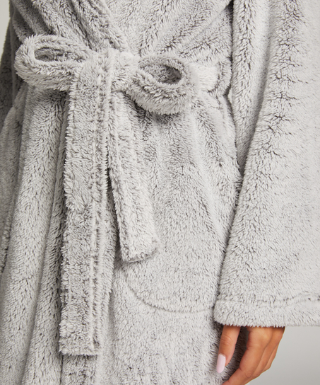 Fleece Bathrobe, Grey