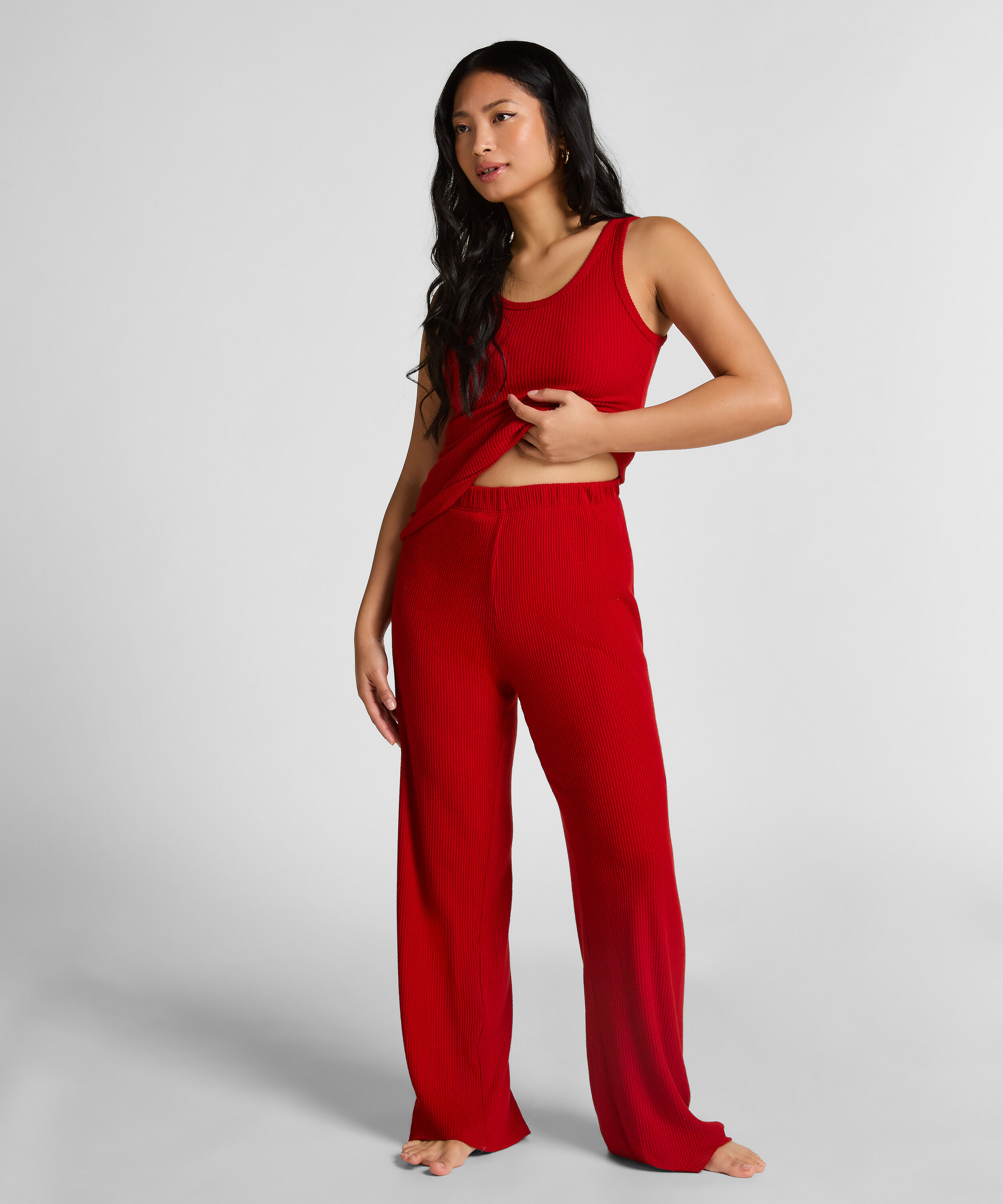 Brushed Jersey Trousers, Red Brushed Jersey Trousers, Red