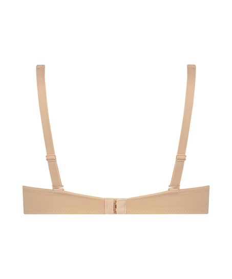 Satin Fleece Non-Padded Underwired Bra, Beige