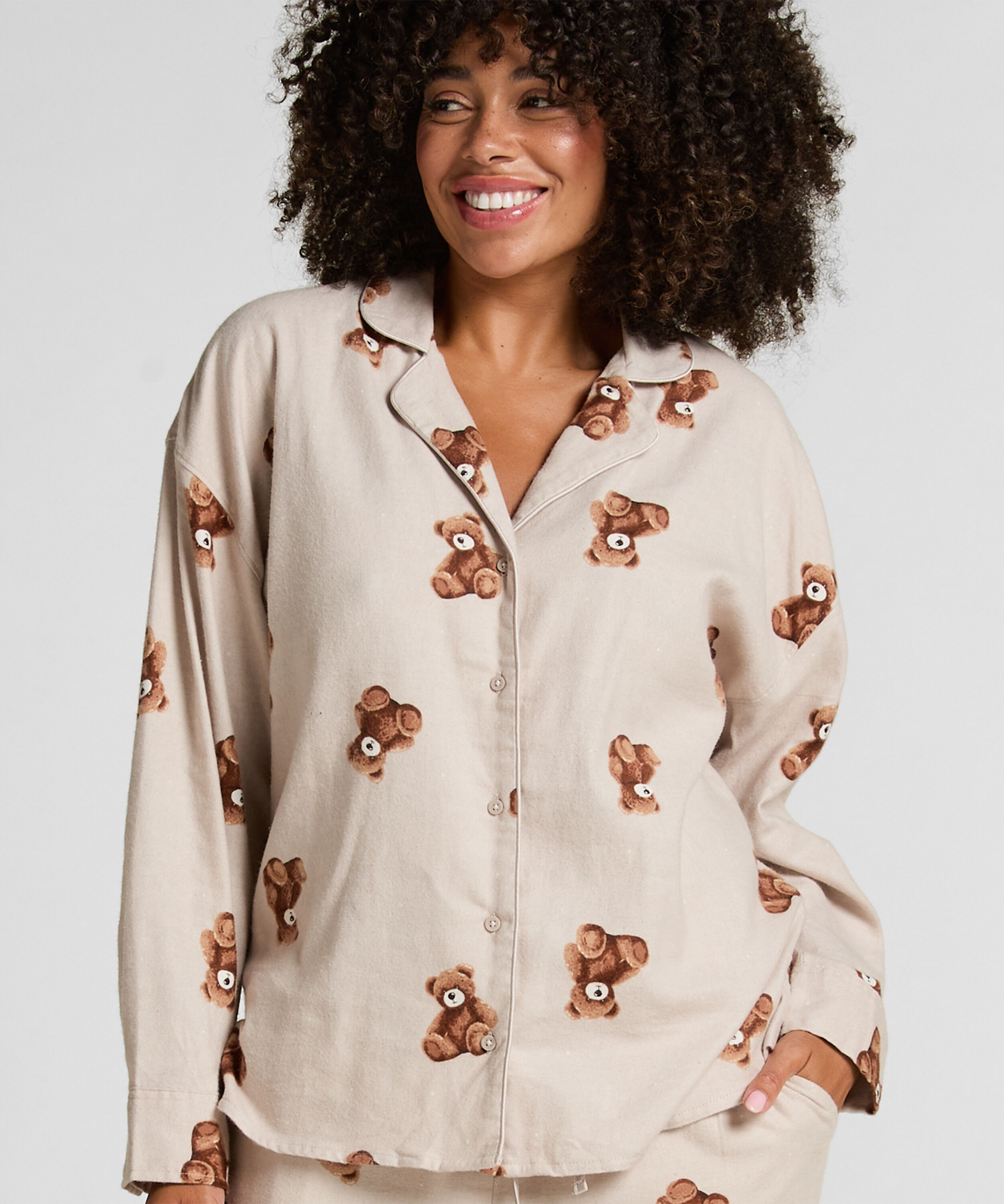 Jacket Flannel Twill Bear, Beige