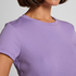 Ribbed Crew Neck Short-Sleeved Pyjama Top, Purple