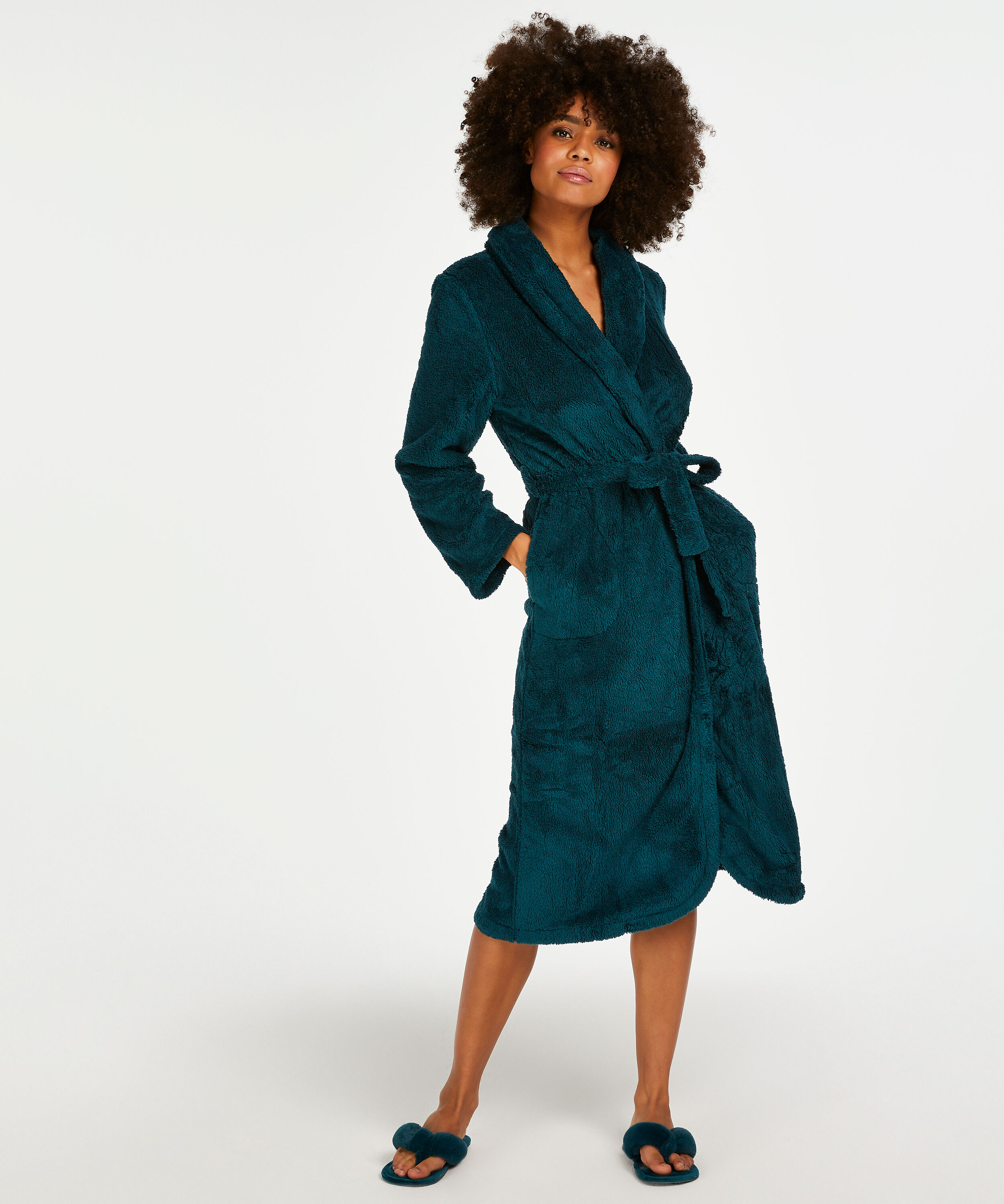 Fleece Bathrobe, Blue